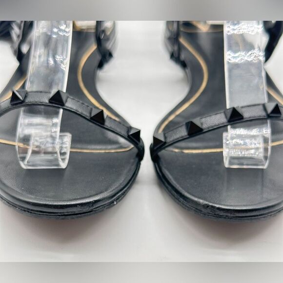 Valentino Garavani Rockstud Gladiatore Sandals Black Leather Ankle Tie EU 37 US7 - Picture 4 of 13